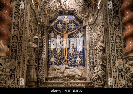 Kruzifix, barocke Kapelle, Kathedrale Santa Maria Nuova, Monreale, Sizilien, Italien Stockfoto