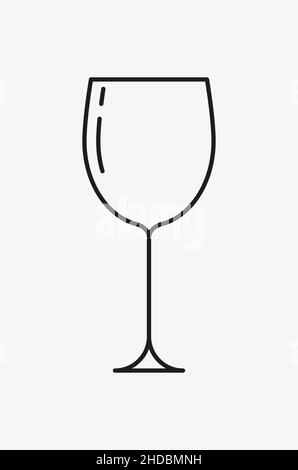 Schwarzes leeres Weinglas Umriss Vektor-Symbol Stock Vektor