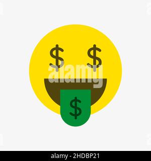 Eine Vektordarstellung eines Geld Mund Gesicht Emoji Stock Vektor