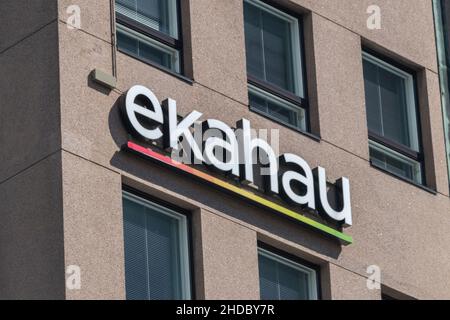 Helsinki, Finnland - 5. August 2021: Logo von Ekahau. Stockfoto