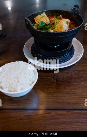 Gedünsteter, scharfer stinkender Tofu in Chili Stockfoto