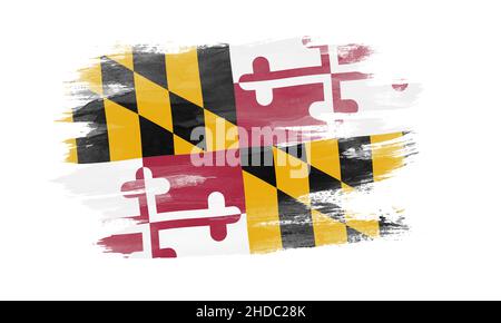 Maryland State Flagge Pinselstrich, Maryland Flagge Hintergrund Stockfoto