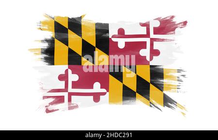 Maryland State Flagge Pinselstrich, Maryland Flagge Hintergrund Stockfoto