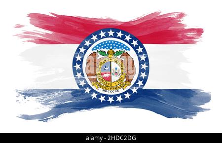 Missouri State Flagge Pinselstrich, Missouri Flagge Hintergrund Stockfoto