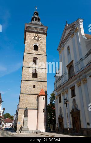 Schwarzer Turm, Cerna vez, historische Altstadt, Ceske Budejovice, eske Bud jovice, Bohemian-Bud?jovice, Jihocesky kraj, Südböhmen, Böhmen Stockfoto