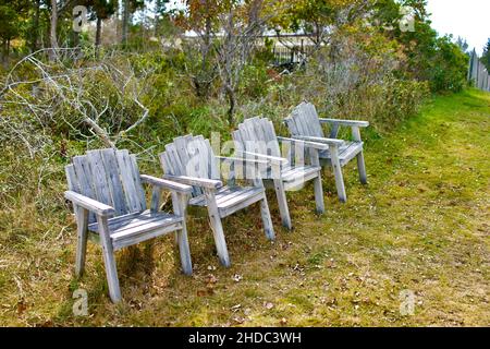 Vier leere Stühle im Jackson Pollack und Lee Krasner Heim- und Studienzentrum in East Hampton Stockfoto