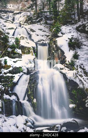 Triberg Wasserfälle im Winter, Schwarzwald, Baden-Württemberg, Deutschland Stockfoto