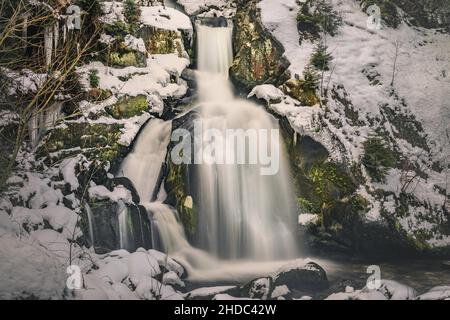 Triberg Wasserfälle im Winter, Schwarzwald, Baden-Württemberg, Deutschland Stockfoto