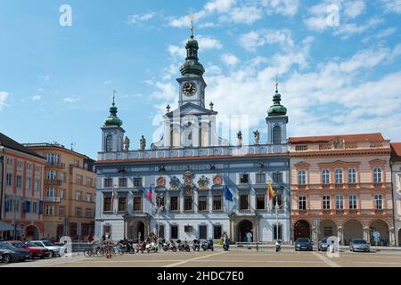 Rathaus, Premysla Otakara II Platz, Namesti Premysla Otakara II historische Altstadt, Ceske Budejovice, Bohemian-Budejovice, Jihocesky kraj Stockfoto