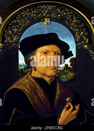 Porträt von Jan Gerritsz van Egmond van de Nijenburg (?-1523) von Jacob Cornelisz van Oostsanen (um 1472/1477–1533) The, Niederlande, Niederländisch, Stockfoto