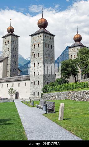 Das zu denen Stockalperschloss wurde zwischen 1651 und 1671 in der Walliser Stadt Brig in der Schweiz erbaut. Stockfoto