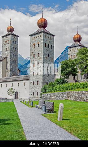 Das zu denen Stockalperschloss wurde zwischen 1651 und 1671 in der Walliser Stadt Brig in der Schweiz erbaut. Stockfoto