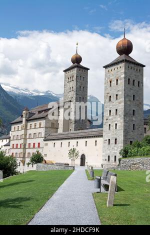 Das zu denen Stockalperschloss wurde zwischen 1651 und 1671 in der Walliser Stadt Brig in der Schweiz erbaut. Stockfoto