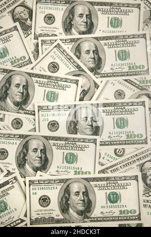 Dollarscheine, Banknoten, 100 er, 100 Dollar Banknoten, USD, US-Dollar, Stockfoto