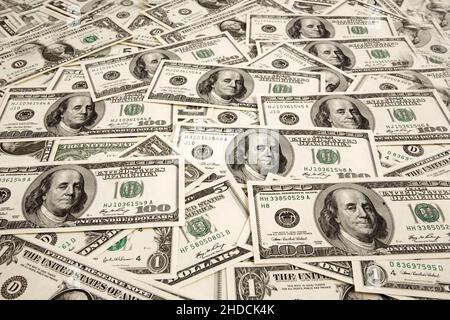 Dollarscheine, Banknoten, 100 er, 100 Dollar Banknoten, USD, US-Dollar, Stockfoto