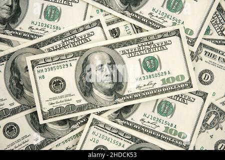 Dollarscheine, Banknoten, 100 er, 100 Dollar Banknoten, USD, US-Dollar, Stockfoto
