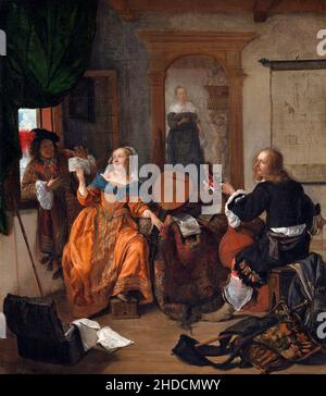 Eine musikalische Party des niederländischen Künstlers Gabriël Metsu (1629–1667), Öl auf Leinwand, 1659 Stockfoto