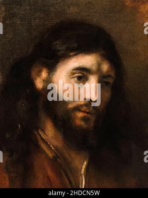Christi-Haupt, Stil von Rembrandt van Rijn (1606-1669), Mitte 1600s Stockfoto