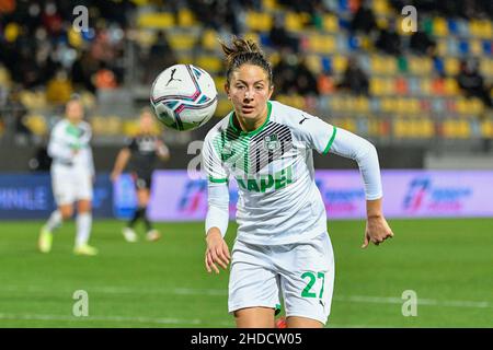 Frosinone, Italien. 05th Januar 2022. Erika Santoro (Sassuolo Women) während des Halbfinales 2021/2022 der italienischen Frauen zwischen Juventus Women und Sassuolo Women im Benito Stirpe Stadion in Frosinone am 05. Januar 2021. Kredit: Unabhängige Fotoagentur/Alamy Live Nachrichten Stockfoto