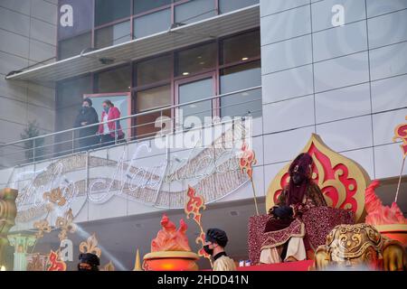 Parade der drei Könige in Fuengirola, Malaga, Spanien. Stockfoto