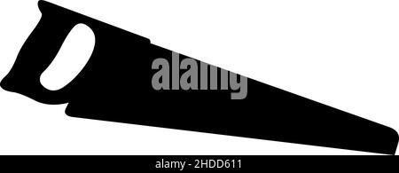 Vektordarstellung der schwarzen Silhouette einer Handsäge Stock Vektor