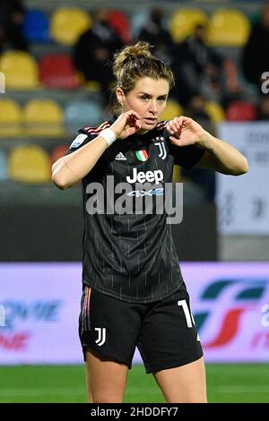 Frosinone, Italien. 05th Januar 2022. Cristiana Girelli (Juventus Women) während des Halbfinalmatches der italienischen Frauen im Supercup 2021/2022 zwischen Juventus Women und Sassuolo Women am 05. Januar 2021 im Benito Stirpe Stadion in Frosinone. Kredit: Unabhängige Fotoagentur/Alamy Live Nachrichten Stockfoto