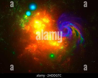 Weltraumhintergrund - Galaxie, Sterne und Gas - abstrakte Illustration Stockfoto