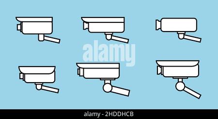 Sammlung von Symbolen für die Videoüberwachung. Flache Symbole der Vector-Sicherheitskamera. Stock Vektor
