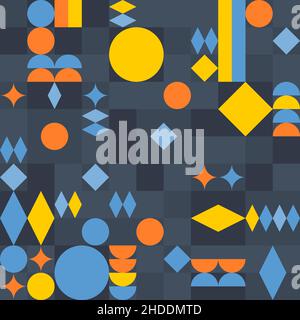 Geometrisches Patchwork einfaches Muster. Nahtlose abstrakte Formen Textur. Vektor Textildruck von Tapeten Muster. Stock Vektor