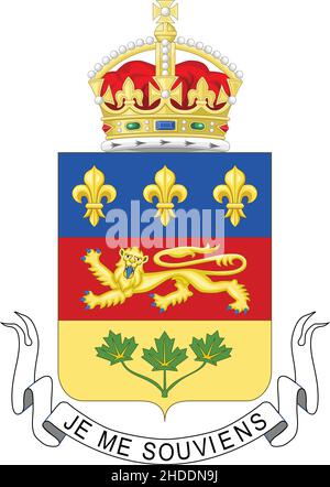 Offizielles aktuelles Vektorwappen der kanadischen Provinz QUEBEC, KANADA Stock Vektor