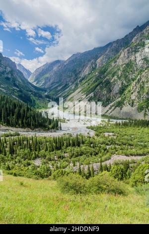 Ala Archa Tal in Kirgisistan Stockfoto