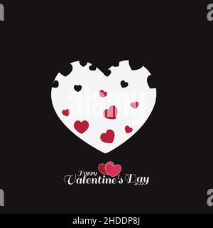 Grußkarte mit Banner zum Valentinstag. Vektorgrafik Stock Vektor