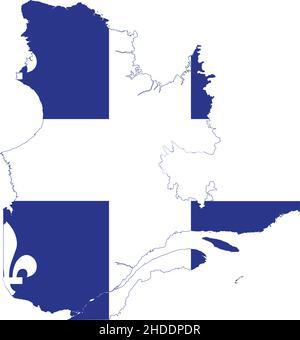 Flache Vektor-Verwaltungsflaggenkarte der kanadischen Provinz QUEBEC, KANADA Stock Vektor