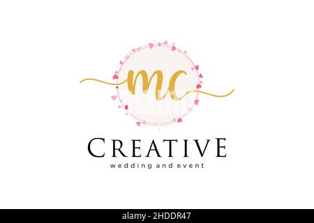 Feminines MC-Logo. Verwendbar für Logo für Mode, Fotografie, Hochzeit, Schönheit, Business. Flaches Vektor-Logo-Design-Template-Element. Stock Vektor