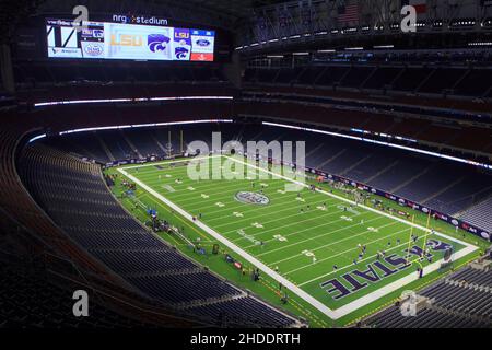 NRG Stadium bereit für LSU und K-State während des TaxAct Texas Bowl, Dienstag, 4. Januar 2022, in Houston, Texas. Kansas State Wildcats besiegten LSU Tiger Stockfoto