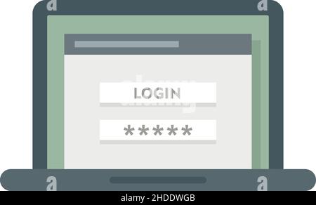Symbol für die Laptop-Authentifizierung. Flache Darstellung des Vektorsymbols für die Authentifizierung des Laptops auf weißem Hintergrund Stock Vektor