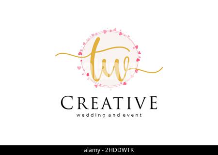 Feminines TW-Logo. Verwendbar für Logo für Mode, Fotografie, Hochzeit, Schönheit, Business. Flaches Vektor-Logo-Design-Template-Element. Stock Vektor