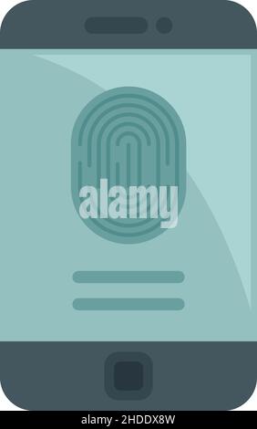 Symbol für Fingerabdruck-Telefonauthentifizierung. Flache Darstellung des Vektorsymbols für die Authentifizierung des Fingerabdrucks auf weißem Hintergrund Stock Vektor