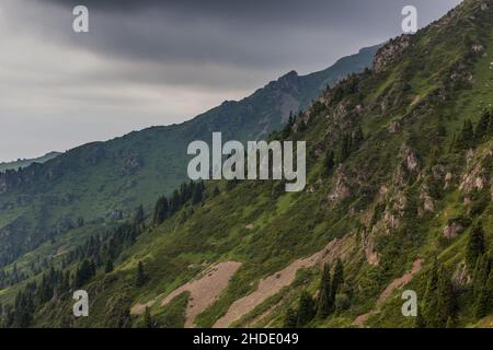 Hänge des Trans-Ili Alatau Zailiyskiy Alatau Gebirges in der Nähe von Almaty, Kasachstan Stockfoto