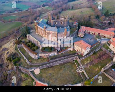 Luftaufnahme von Chateau de Bouzols, Frankreich Stockfoto