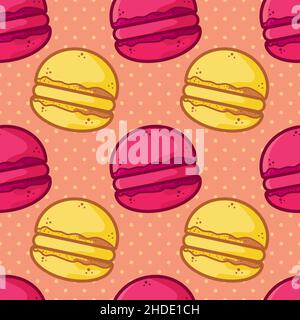 macaron Kuchen nahtlose Muster Vektor Illustration Stock Vektor