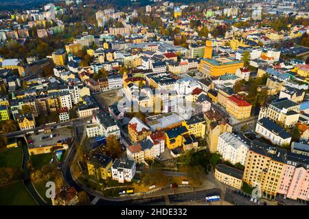 Luftbild von Jablonec nad Nisou Stockfoto