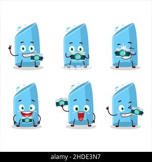 Fotograf Beruf Emoticon mit blauer Kreide Cartoon-Figur. Vektorgrafik Stock Vektor