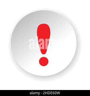 Rotes Ausrufezeichen auf weißem Kreisschaltfläche Symbolvektor für Grafikdesign, Logo, Website, soziale Medien, mobile App, UI-Abbildung Stock Vektor
