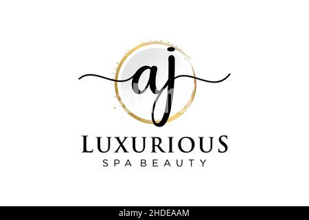 Anfängliches AJ-feminines Logo. Verwendbar für Logo für Mode, Fotografie, Hochzeit, Schönheit, Business. Flache Vektor Logo Design-Vorlage . Stock Vektor
