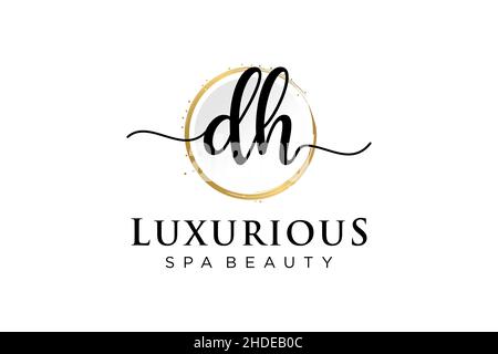 Anfängliches feminines DH-Logo. Verwendbar für Logo für Mode, Fotografie, Hochzeit, Schönheit, Business. Flache Vektor Logo Design-Vorlage . Stock Vektor