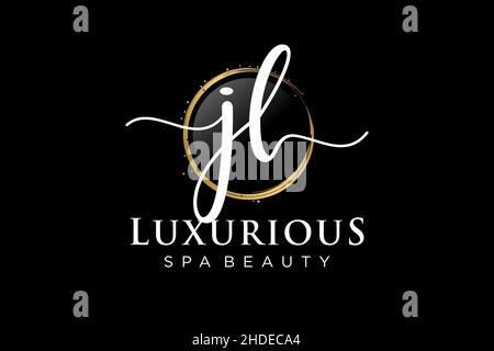 Anfängliches JL-feminines Logo. Verwendbar für Logo für Mode, Fotografie, Hochzeit, Schönheit, Business. Flache Vektor Logo Design-Vorlage . Stock Vektor