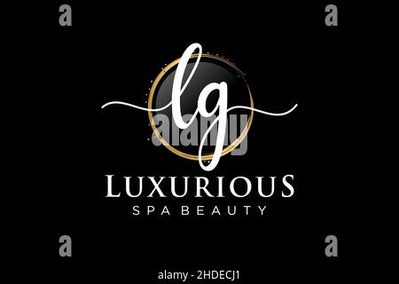 Anfängliches feminines Logo von LG. Verwendbar für Logo für Mode, Fotografie, Hochzeit, Schönheit, Business. Flache Vektor Logo Design-Vorlage . Stock Vektor