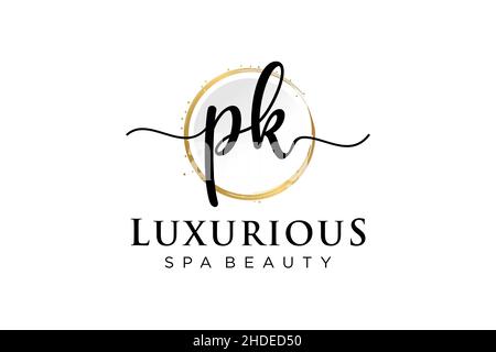 Anfängliches PK-feminines Logo. Verwendbar für Logo für Mode, Fotografie, Hochzeit, Schönheit, Business. Flache Vektor Logo Design-Vorlage . Stock Vektor