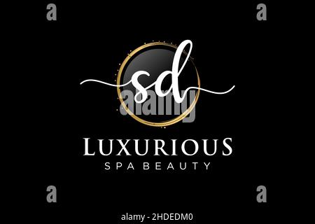 Anfängliches feminines SD-Logo. Verwendbar für Logo für Mode, Fotografie, Hochzeit, Schönheit, Business. Flache Vektor Logo Design-Vorlage . Stock Vektor